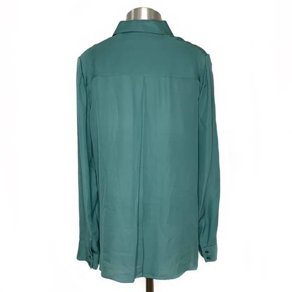 VINCE Sea Glass Long Sleeve Silk Blouse, Sz 6 - Picture 5 of 8